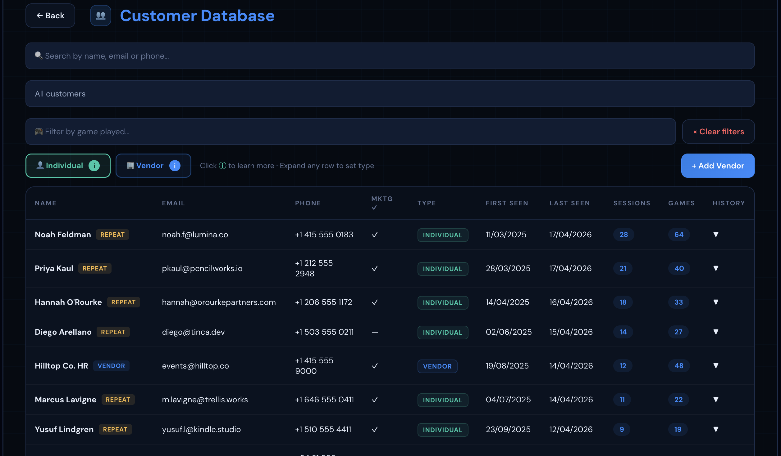 Admin — CRM Database