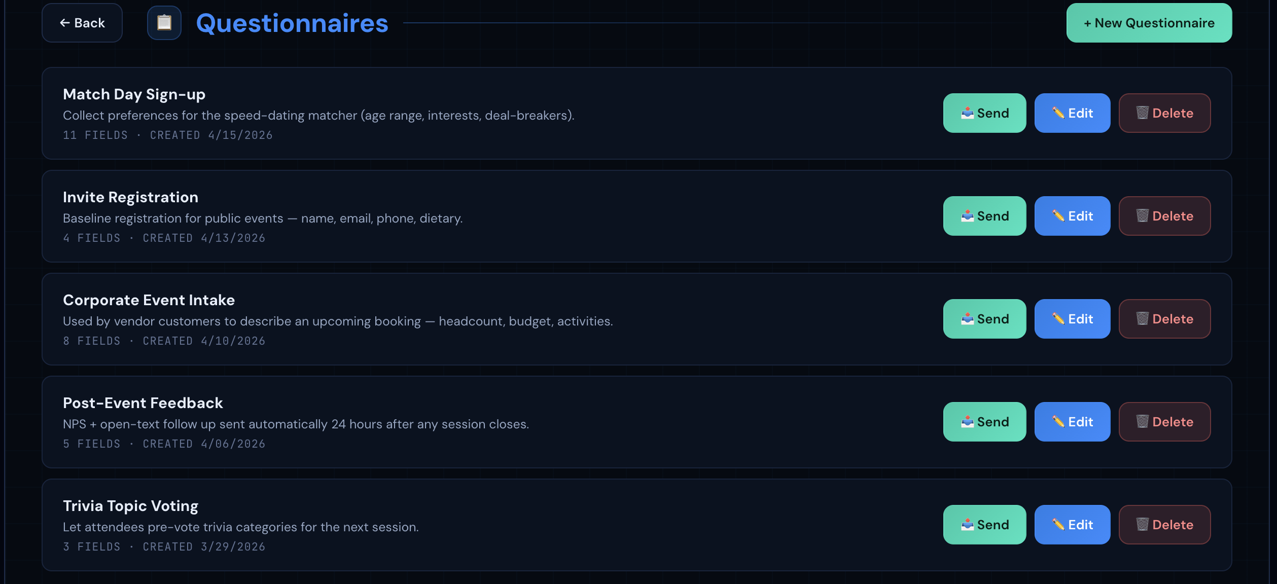 Admin — CRM Questionnaires