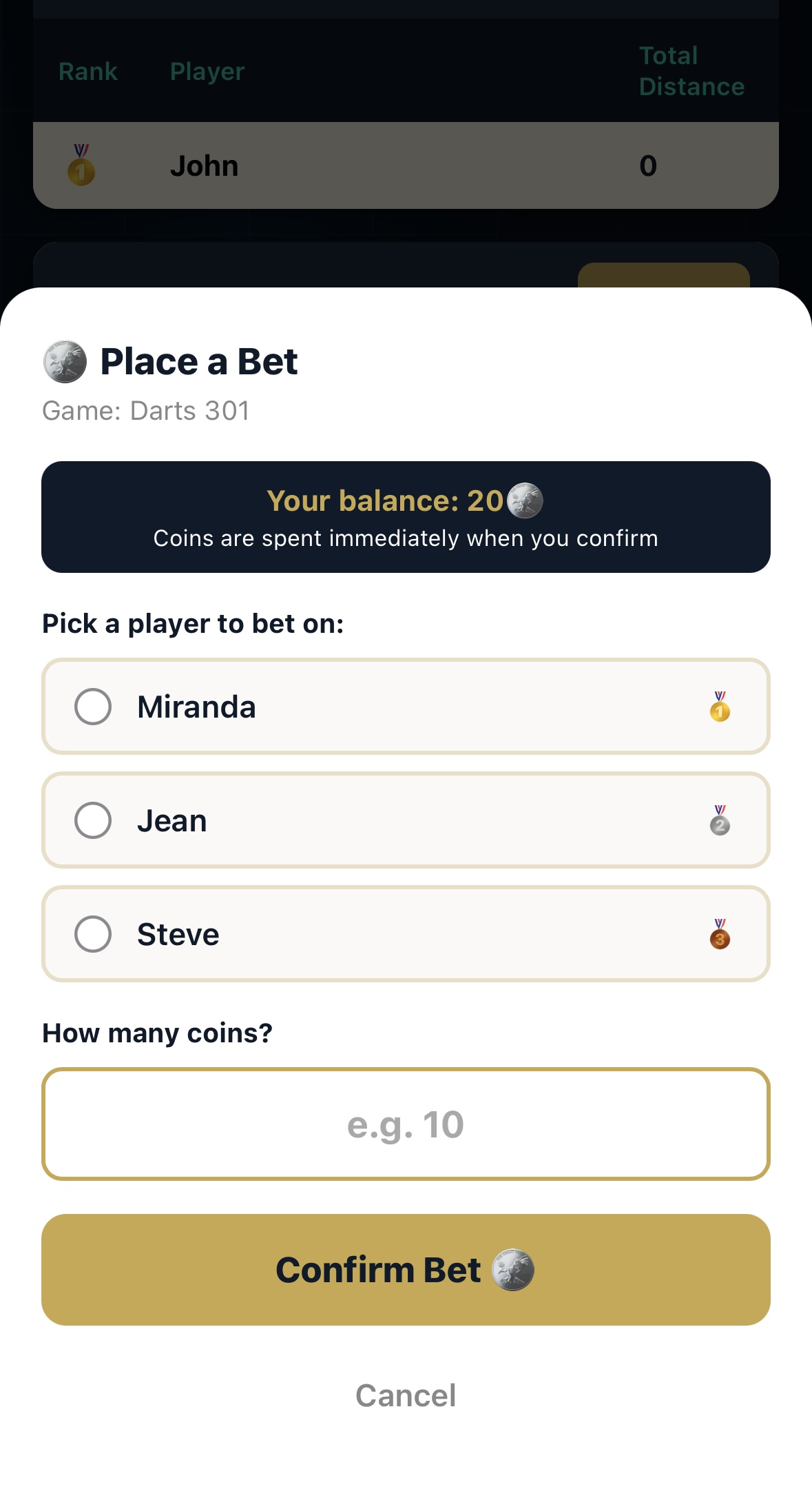 Player — Betting
