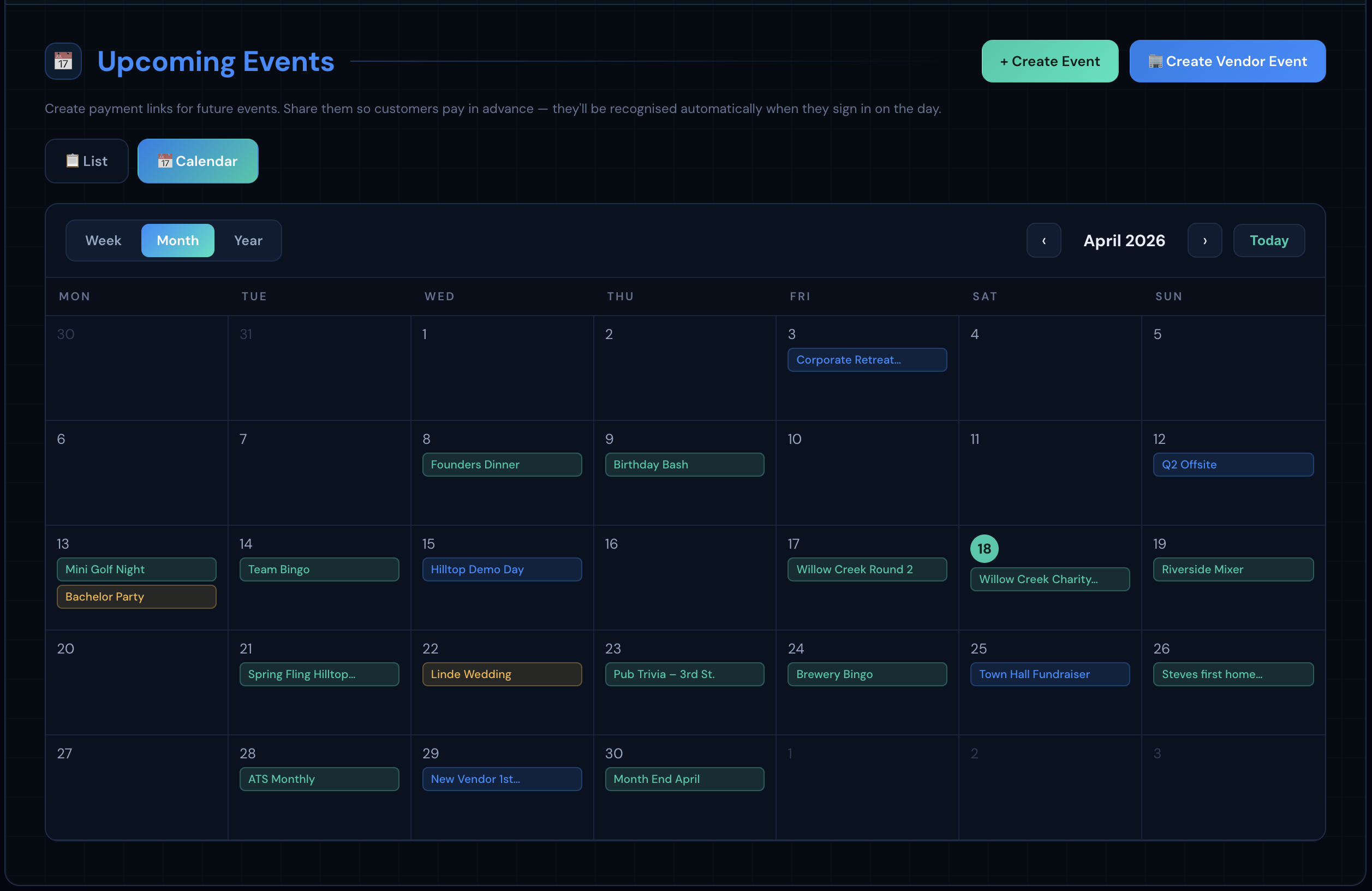 Admin — Calendar