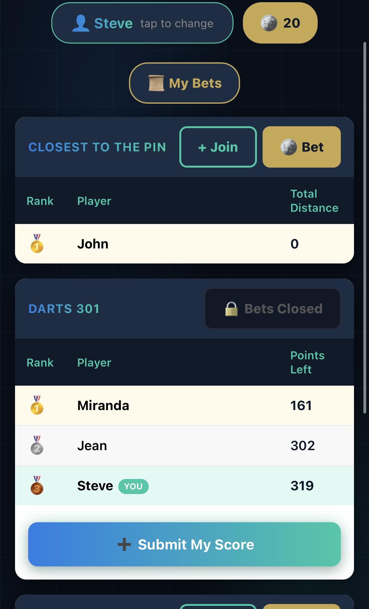 Player — Live Leaderboard