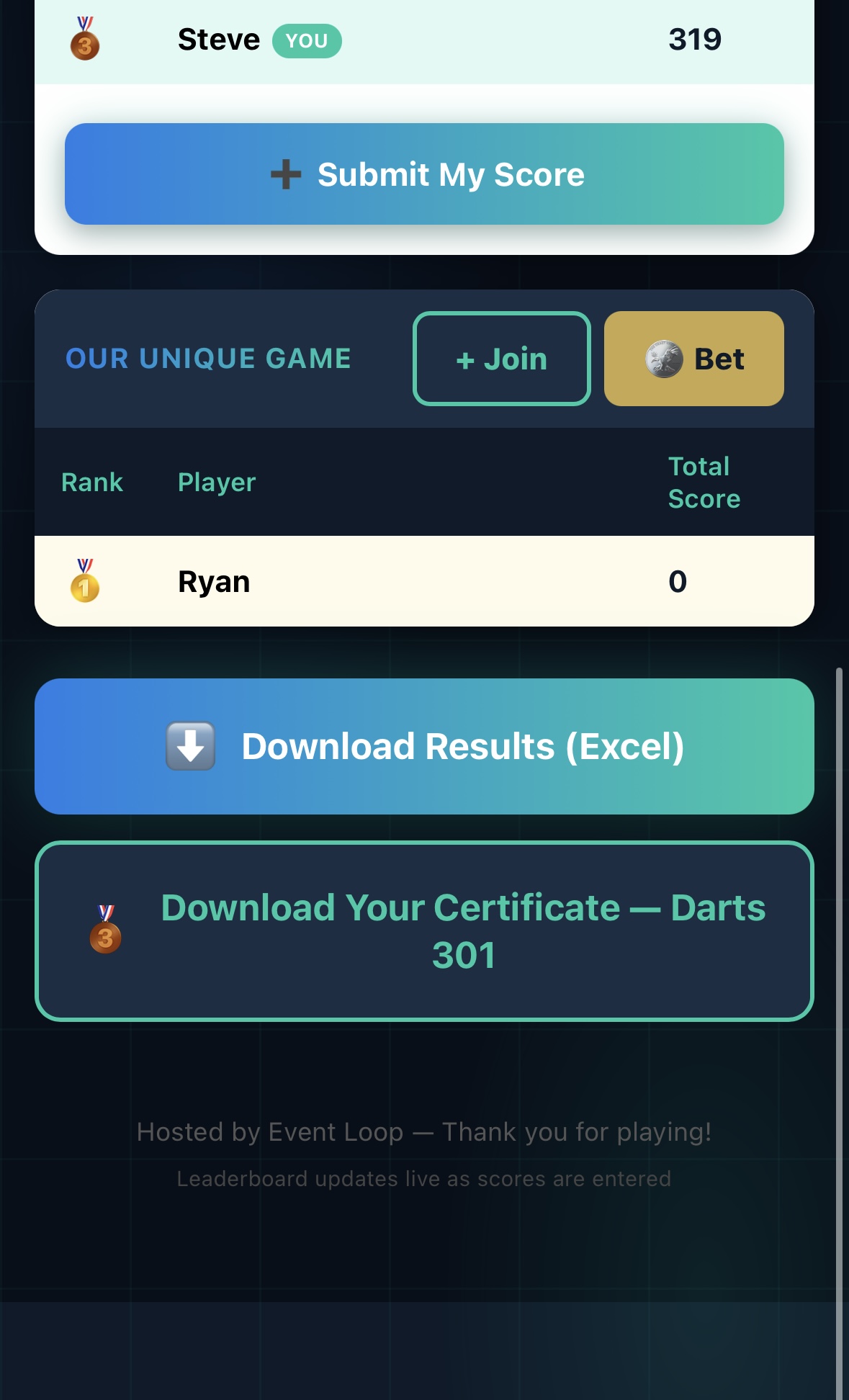 Player — Results