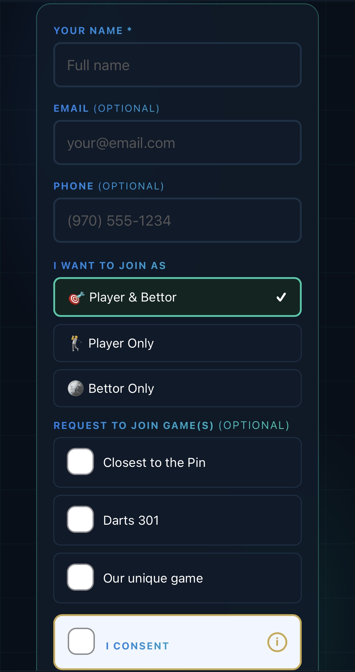 Player — Self Register